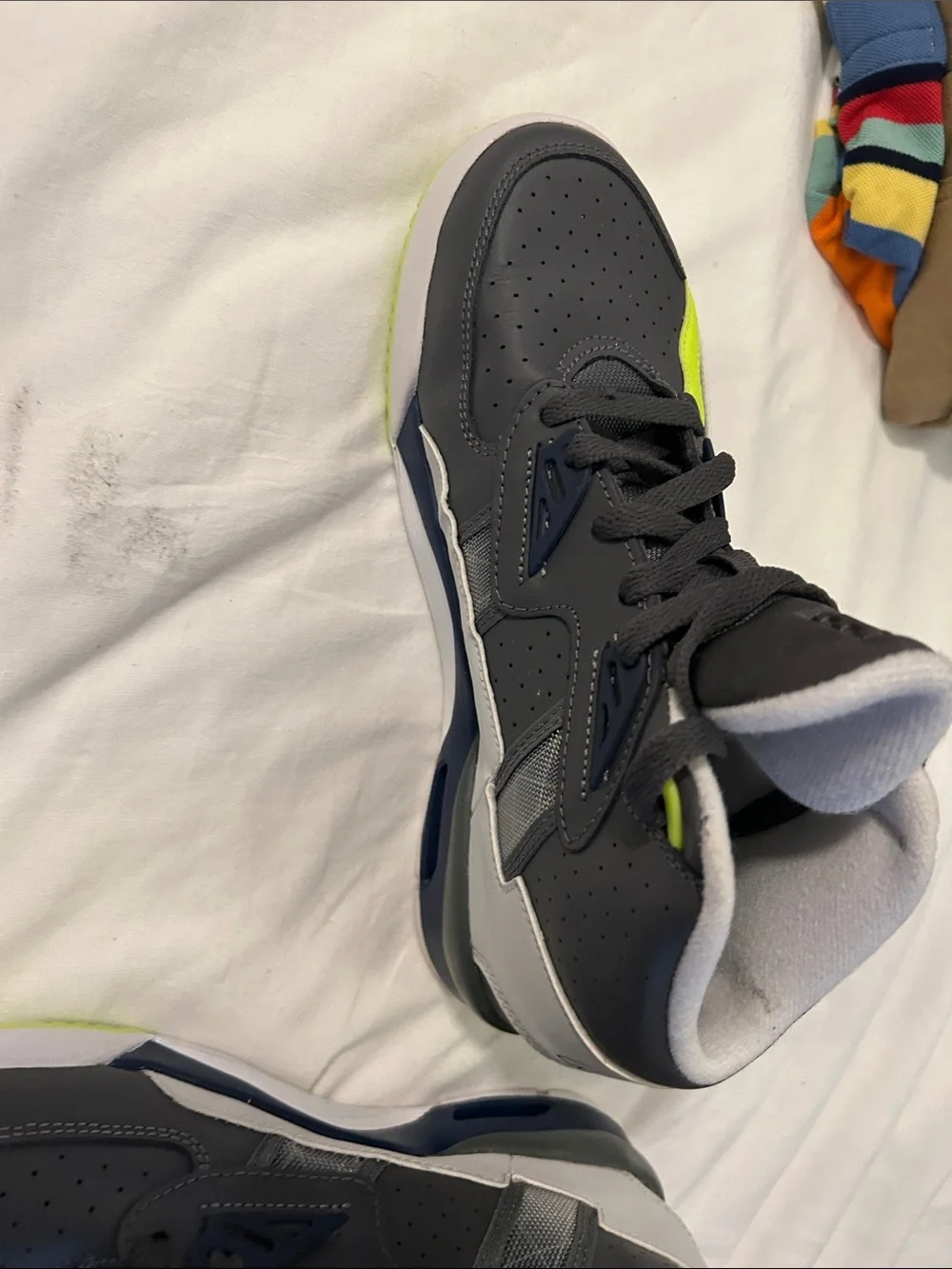 Nike Kids Black High-Top Sneakers with Neon Yellow Accent